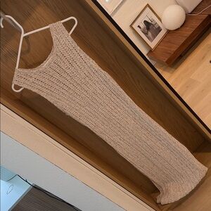 Handmade Crochet Maxi Dress in Beige